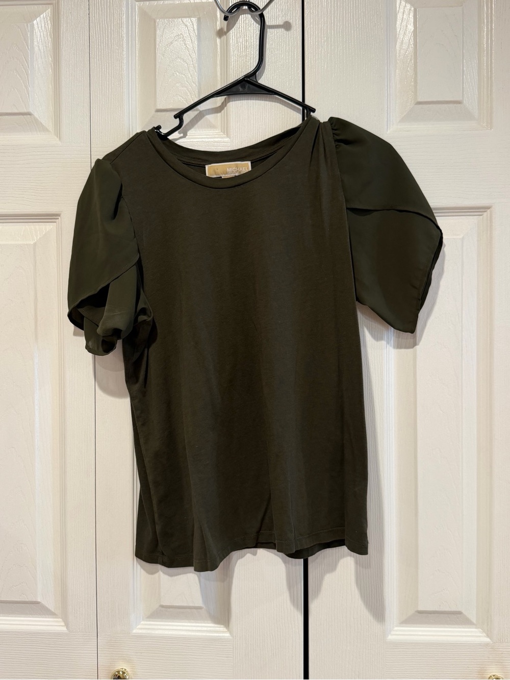 Michael Kors Olive Green Puff Sleeve Tee